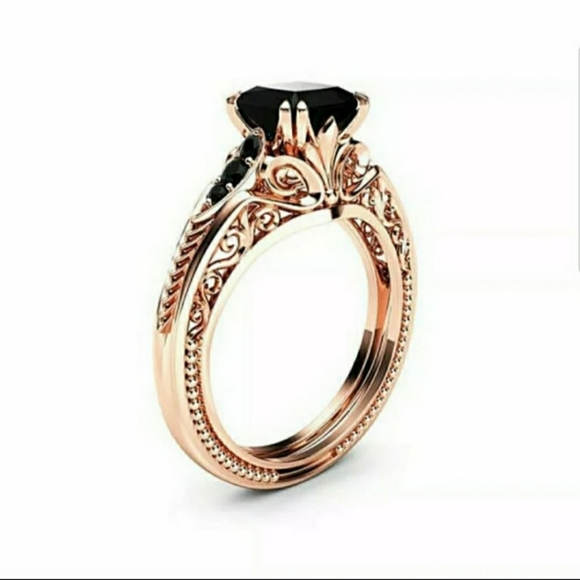 Beautiful Rose Gold Filled Black Sapphire Ring - Picture 3 of 3